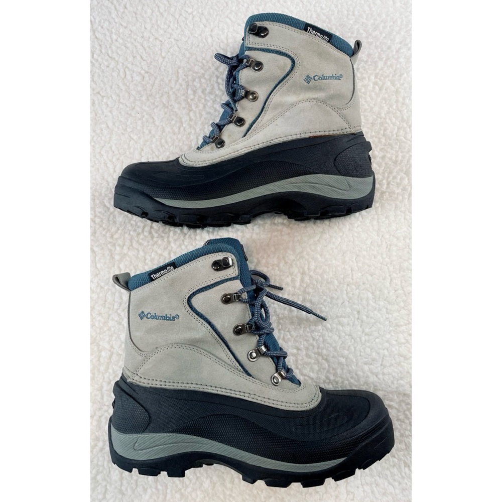 COLUMBIA • Blue/Grey Thermolite Water Resistant Cascadian Summit Winter Boots, 8 - Picture 15 of 16